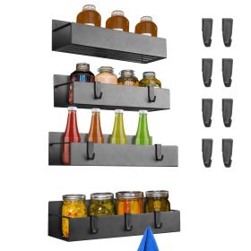 4Pcs Spice Rack Strong Magnetic Seasoning Storage Shelf with 8 Removable Hooks for Refrigerator Microwave Spice Storage Holder