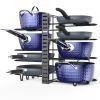 Pot and pan organizer, Pot Lid Holders & Pan Rack, Multiple DIY methods 8 tier pot racks, adjustable kitchen organization and storage for pots and pan