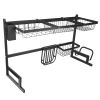 2-Tier Over the Sink Dish Drying Rack Drainer Utensil Organizer Holder Tableware Organizer Large Dish Rack for Kitchen Countertop Stainless Steel 33.7