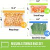 10pcs Reusable Food Storage Bags; BPA Free Flat Reusable Freezer Bags; Snack/Sandwich Bags Food Grade; Leakproof Storage Bags For Lunch; Marinate; Kee