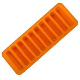 Finger Biscuit Ice Cube Mold 10 Consecutive Rectangular Chocolate Bars Cake Baking Ice Cube Tool (Color: Orange)