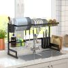 Stainless Steel Dish Rack Dish Drainer Drying Dryer Rack Holder with Draining Board Chopsticks Holder for Kitchenware