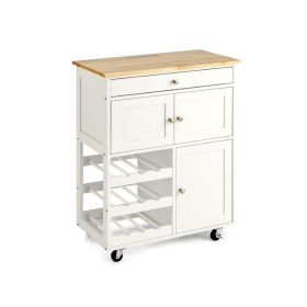 Mobile Kitchen Cart Trolley Cart Storage Cabinet W/Shelf (Type: Style B, Color: White)