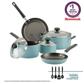 12-Piece Easy Clean Nonstick Pots and Pans/Cookware Set, Black (Color: Blue)