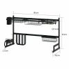 Stainless Steel Dish Rack Dish Drainer Drying Dryer Rack Holder with Draining Board Chopsticks Holder for Kitchenware